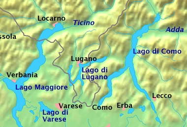 Landkarte Oberitalienische Seen