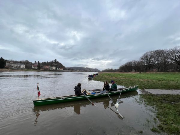 Ruderboote ablegen in Meisen Elbe 2022