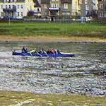Anlegen in Meissen Ruderboot Barke