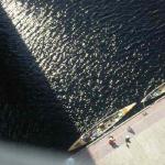 Blick von der Brücke auf die Ruderboote Saimaa Puumala