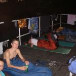 Ruderer Nachtlager auf der Terasse