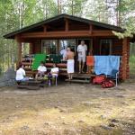 Puumala Campingplatz Ruderer beim Fruehstueck S11