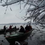 Portile de Fier II Boote im Schnee Donau 2013