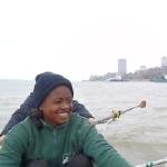 Ruderboot vor Ruse Downtown Donau 2013