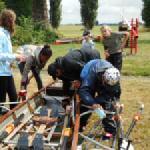 Regen aus dem Boot schoepfen Weser 2018