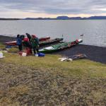 Ruderboote am Myvatn Island 2022