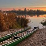Ruderboot vor Sonnenaufgang Parey Elbe November 2022