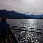 Ruderboot vor der Rhone Mündung Genfer See 2024