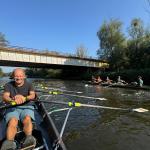 1 Scholz im Ruderboot Alte Autobahn Kleinmachnow