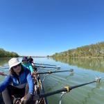 Vierer Ruderboot auf dem Po